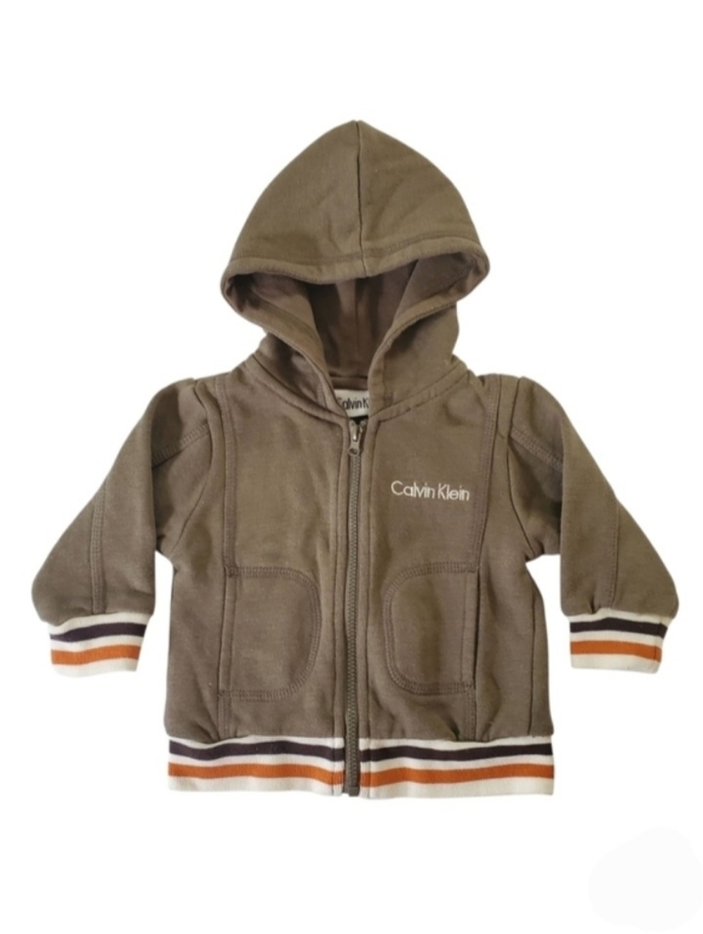 K1342 * Calvin Klein Boys Full Zip Hoodie Brown Size 3/6M